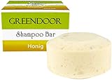 Greendoor Shampoo Bar Honig 75g, festes Haarshampoo ohne Palmöl, ohne Sulfate, Naturkosmetik Bio Shea, Bio Brokkolisamenöl, Aloe Vera, natürliche Haarpflege für trockenes Haar, Haare Natur Haarwäsche