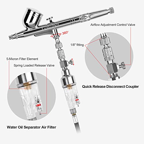 Gohelper Airbrush kit with Compressor Automatic Shutdown Dual-Action air Brush Gun for Cake Decorating, Makeup, Shoes,Models,Nails,Clothes,Cookies,Baking,Food,Arts and Crafts