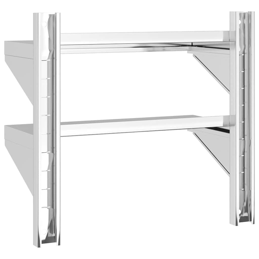 Estantería de pared de acero inoxidable con 2 estantes, 50 x 23,5 x 48 cm, estante de cocina, estante flotante de metal con superficie cepillada, para restaurante, cocina, garaje y lavandería