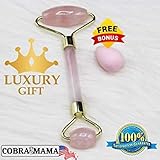 Authentic Luxury Rose Quartz Jade Roller For Face - Pink - 100% Natural Jade Stone From Himalayas - Massage Tool For Anti Aging, Wrinkles, and Puffiness by CobraMama