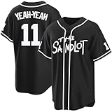 Tocament The Sandlot Baseball Jersey,#11 Yeah-Yeah Button Down Short Sleeve,90s Classic for Men Sports Legend Jerseys (Black,X-Large)