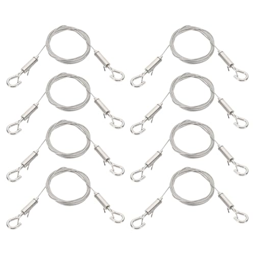 Image of PATIKIL 8 Pcs Adjustable Picture Hanging Wire Kit, 2m /6.6ft Fit for 1.5mm Wire Heavy Duty Stainless Steel Wire Rope Hanger Hardware for Hanging Mirrors, Frames, Lamps, Billboards