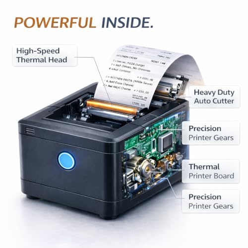 Image of 80mm Thermal Receipt Printer KP307-UEWB | USB+LAN + WiFi+ BT | Heavy Duty Auto Cutter | Fast Billing Printer for Restaurant, Retail, POS, KOT & Token Printing (PSFKP307-(USB+LAN+WiFi+BT))