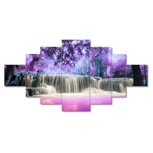 Toile cascade violette pour chambre | Grand tableau déco 200x100