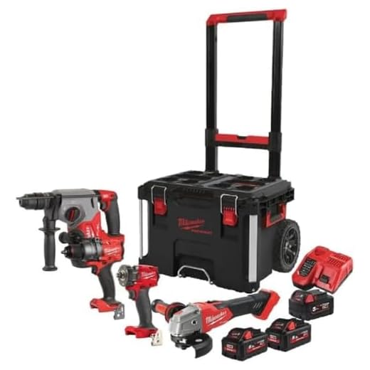 Milwaukee Lot 4 Outils visseuse-perforateur-meuleuse-boulonneuse M18 FPP4C-555T-MILWAUKEE-4933492525