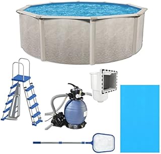 Aquarian Phoenix 15ft x 52in Above Ground Swimming Pool, Pump and Ladder Set with Sand Filter Pump, Pool Liner, Skimmer, Ladder and Net