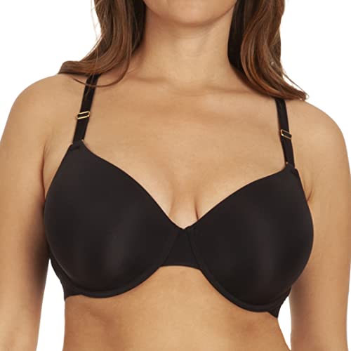 Lively T Shirt Bras For Women | Full Coverage Flexible Underwire Bra With Lightly Padded Cups | Scalloped Lace Back Straps Jet Black #TOP15