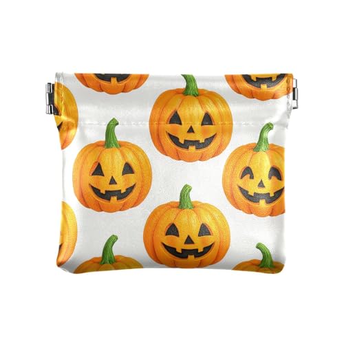 Halloween Pumpkins Squeeze Coin Purse, Leather Coin Purse, Mini Wallet, Compact and Portable, Unisex