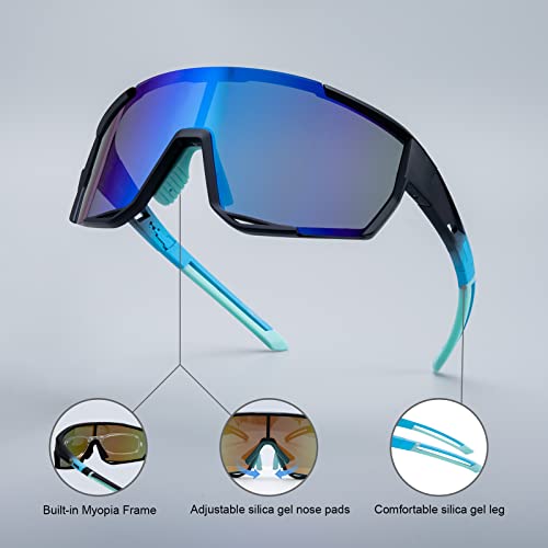 Yoozee Polarized Cycling Glasses Sports Sunglasses With 5 Interchangeable Lenses For Men Women,Uv400 Protection And Tr90 Lightweight Unbreakable Frame,For Baseball Running Driving Fishing Mtb Ski Bike #TOP1
