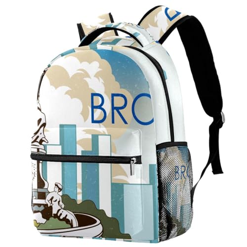 Sac à dos d'école statue du Bronx pour adolescents et voyage décontracté