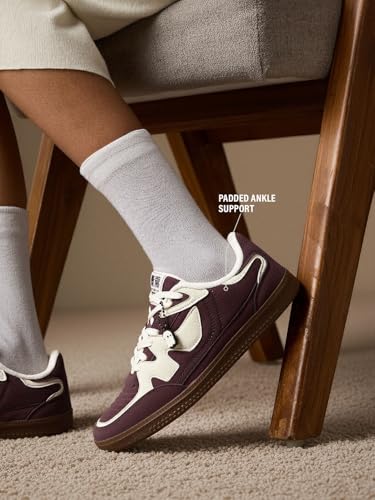 Image of The Souled Store Kanso V2: Emerald Women and Girls Low Top Sneakers | Green & Off-White Retro Trainer with Premium Suede, Durable Gum Outsole & Padded Ankle Support