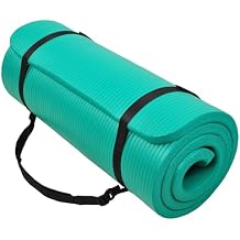 Fitvids 1-Inch Extra Thick High Density Anti-Tear Exercise Yoga Mat with Carrying Strap, Green