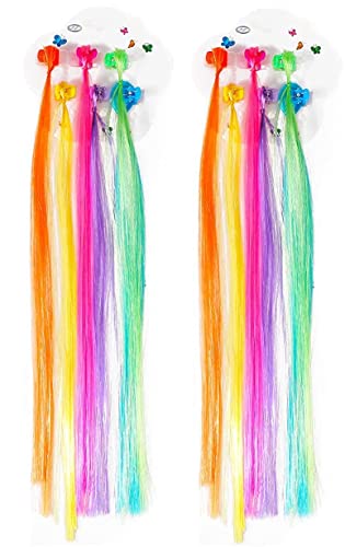 Image of Trendsetter Kids Hair Clip in Colorfull Hair Extension with Tinsel Rainbow False Nylon Wig Braids Extensions Hair Styling Accessories for Baby Girls Adult Multicolor (12 PCS) (Style 1)