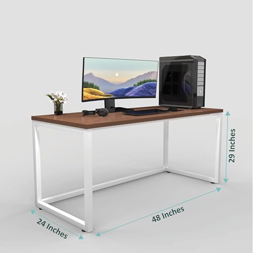 Image of Honey Touch Lizon Metal & Wood Workstation Desk | 1200mm x 600mm Top Size | 122 x 61 x 73 cm (L x W x H) | Modern Computer Table for Home Office & Work from Home | Heavy Duty Study Desk