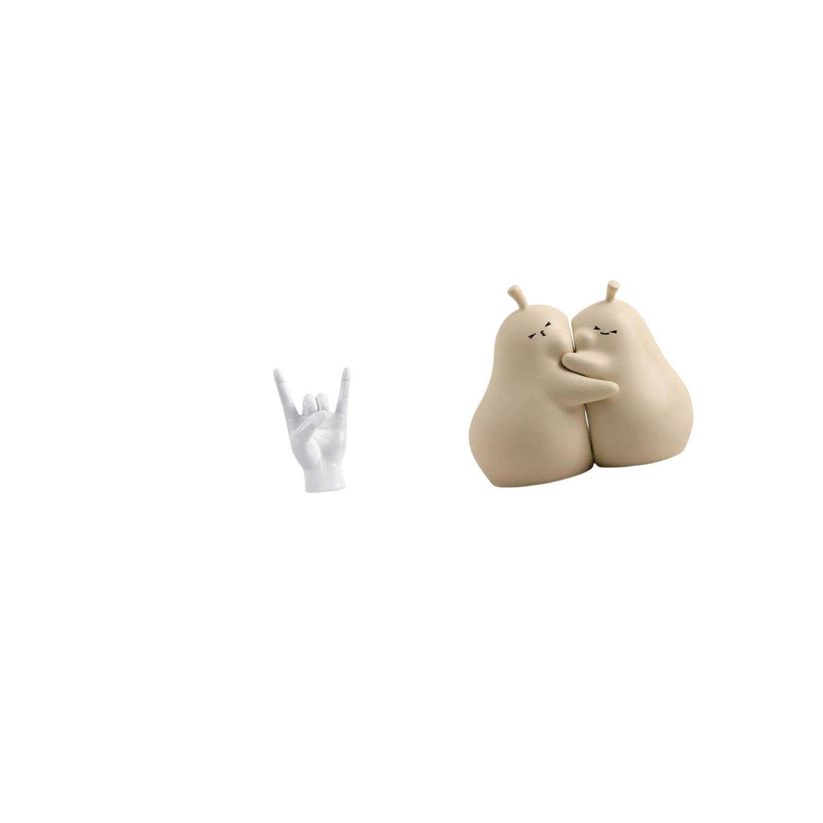Rock Gesture Sculpture Hugging Pear Book Stand Ceramic Ornament Creative Hand Sign Finger Statue for Apartment Bedroom Restaurant Decor Fine Workmanship Bookshelf Gift|Home & Garden-image-30