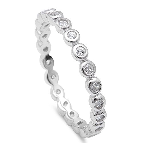 Oxford Diamond Co Cubic Zirconia Eternity Band .925 Sterling Silver Ring Sizes 5