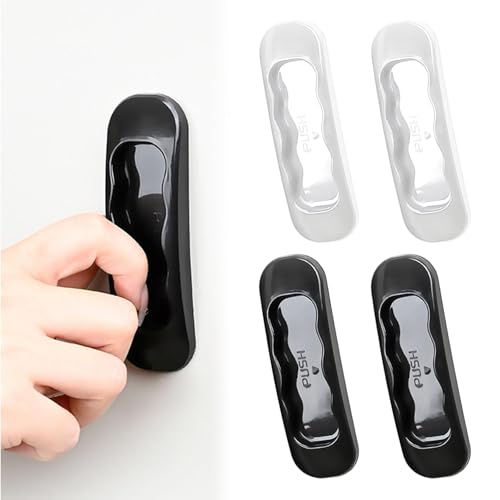 CallysoniC 8 stycken möbelhandtag självhäftande, skåphandtag, svarta vita kökshandtag, dörrhandtag skåp, lådhandtag, skjutdörrhandtag, infällt handtag för skjutdörrar, fönster, skåp