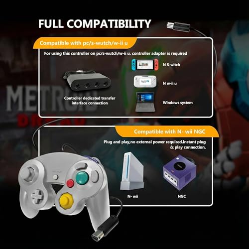 Image of FIOTOK Gamecube Controller,Wired Controller for Wii & Gamecube (Sliver)