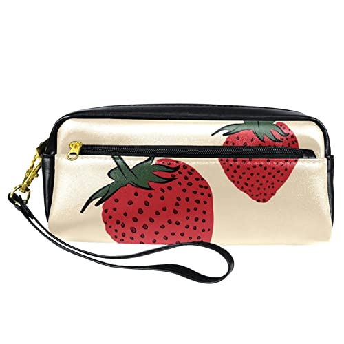 Astuccio con fragole astuccio per matite ad alta capacità per ufficio Come mostrato Taglia unica Organizer per borse pelle sintetica