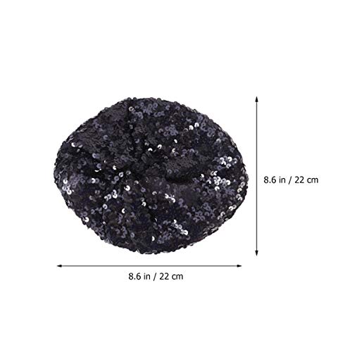 Tendycoco Sequin Beret Hat Shining Beanie Cap Sparkle Beanie Hat Fashion Beret For Women Black #TOP1