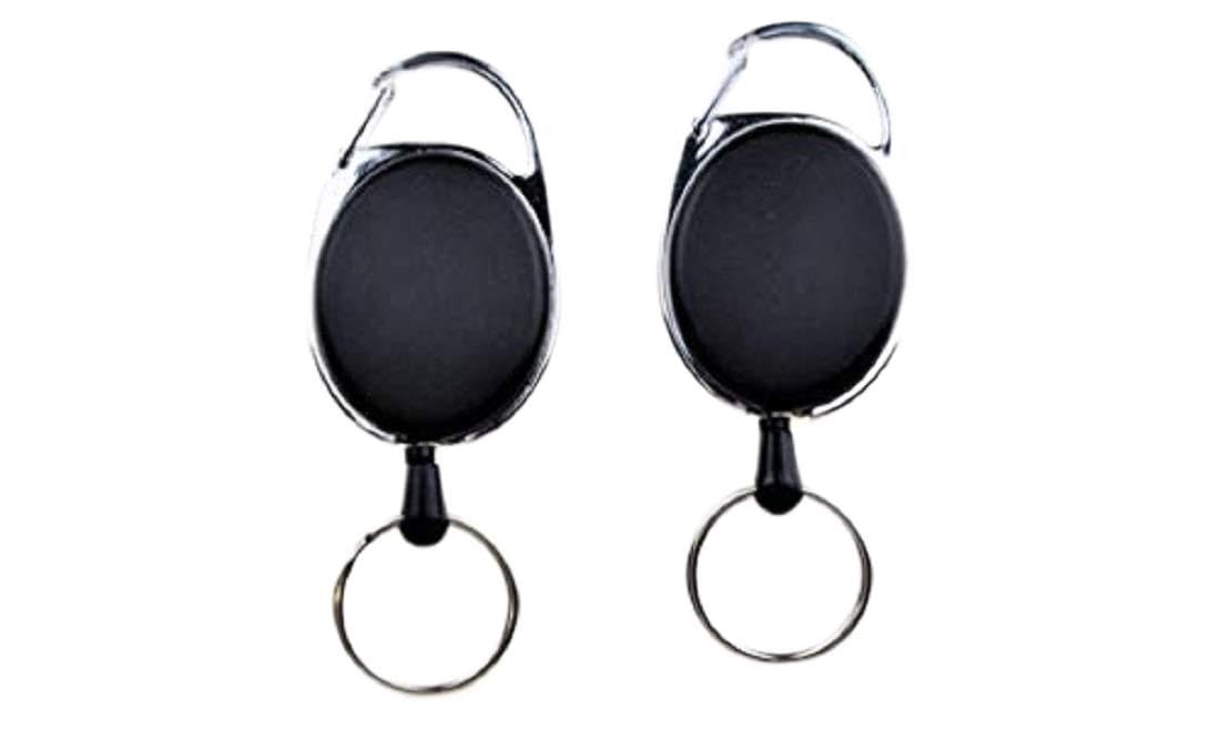 2 Pack Retractable Clip Reel with Split Ring Holder for Keys, Mini Barcode Scanners, ID badge, etc.