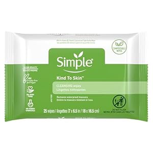 Simple Kind to Skin Facial Wipes Gentle and Effective Makeup Remover Cleansing Free from color and dye artificial perfume and harsh chemicals 25 Wipes