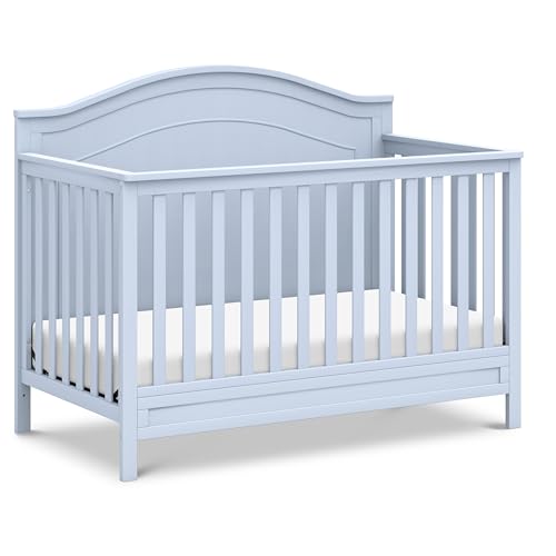 DaVinci Charlie 4-in-1 Baby Crib Convertible to Toddler Bed, Daybed, Full-Size Bed - Easy to Assemble - GREENGUARD Gold Certified - 4 Adjustable Heights, Conversion Kit Sold Separately - Powder Blue