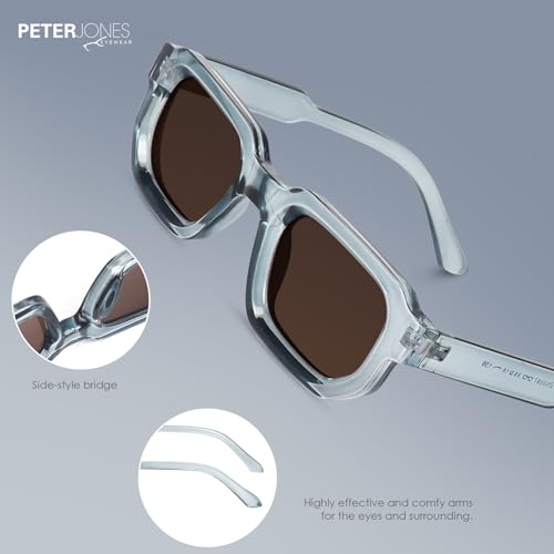 Image of Peter Jones Transparent Unisex Broad Frame Square UV /UB Protected Sunglasses (3887TBL)
