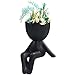 Mini Macetas Ceramica,Maceta con Forma Humana para Cactus de Cerámica,Set Macetas Suculentas con Desagüé para Mesa de Comedor Sala de Estar, Casa y Jardin Boda Decorativos Interior (Negro)