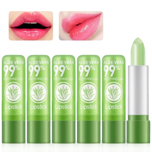 6 Stück Aloe Vera Lippenpflege,Aloe Lips,Feuchtigkeitsspendend Aloe Vera Lippenstift,Verfärbung Lipstick,Tief Feuchtigkeitsspendend,Geeignet für Frauen und Mädchen