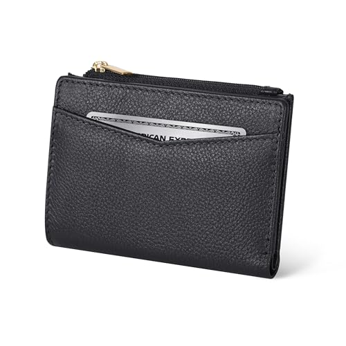 Image of Oak Leathers Leather Wallet For Women - Small RFID Coin Purse Credit Card & ID Holder for Ladies, Gift for Women's, Bifold Wallets (Nappa Black)