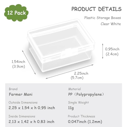 Image of 12 PCS Rectangular Clear Plastic Organizer Storage Box Containers (2.25 x 1.54 x 0.95 Inch), Clear Plastic Beads Storage Containers Box for Beads, Jewelry, Game Pieces and More