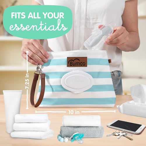 Bumco Diaper Clutch Bag and Mini Cream Spatula - Baby Travel Essentials, Small Bag with Wipes Dispenser, BPA-Free Butt Spatula, Mini Cream Applicator with Case