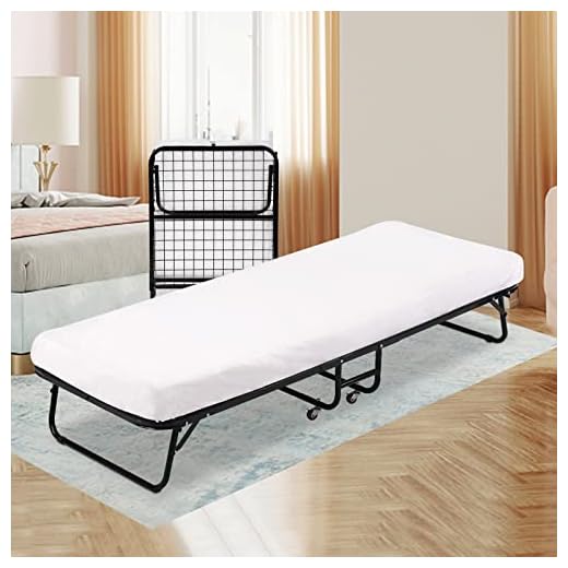 YIQIEDEY Guest Bed Folding Bed Frame Fold Up Heavy Duty Extra Portable Camping Cots Without Wheels Hideaway Temporary Single Twin Size Rollaway Bed for Adults,Kids - 150LBS Capacity