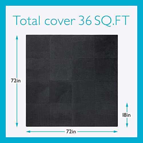 BODYTECH-Puzzle-Exercise-Mat-Interlocking-Foam-and-Tile-Mats-for-Home-Gym-Floor-Padding-for-Small-Child-Black-Color-18-x-18-x--Thick-16-Sheet-36-SQFT