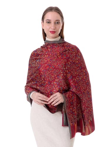 Image of EH Pashmina Stole, Reversible Jamawar weave in beautiful paisley & floral, very soft MODAL fabric, all season Stole, Scarf, Wrap.