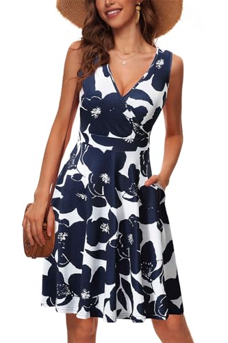 GUBERRY Sundresses for Women 2025 Wrap Petite Floral Spring Dresses Casual Church Milkmaid Summer Clothes Beach Vacation Cruise Oufits Sun Dress for Women 2025 Trendy