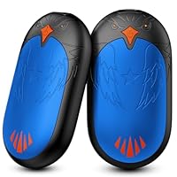 Handwärmer Wiederaufladbar 2 Pack, Elektrische Tragbare Taschenwärmer 2 in 1 händewärmer mit 3 Heizmodi 24 Stunden Lang Anhaltende Wärme, Wiederverwendbar Handwärmer USB für Outdoor im Winter - Blau