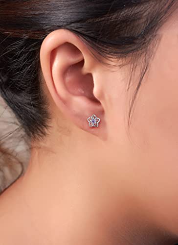 Earrings For Girls, Sky Flower Hypoallergenic Earrings For Girls, Stud Screw On Safety Backs, Stainless Steel Ultra Sensitive Ears Post For Kids, Toddlers, Little Girls, Teens (B: Purple) #TOP3