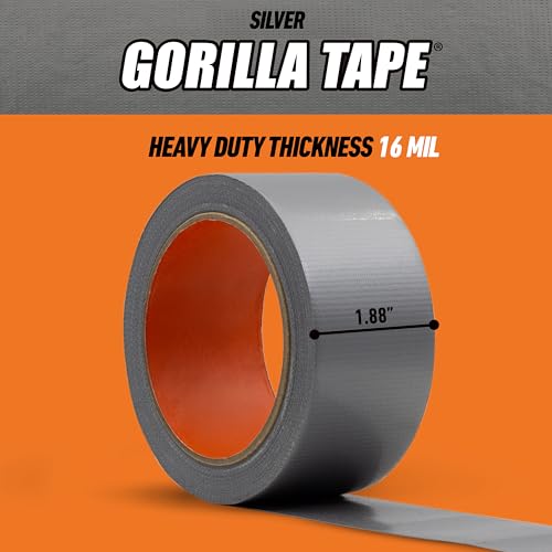 Gorilla Tape, 1.88 in x 10 yd, Silver (Pack of 1) - Duct, Utility, Triple Layer Strength, Indoor & Outdoor, Weather Resistant Shell