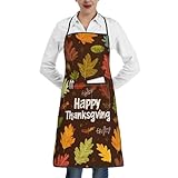 Delantal de cosecha de bellotas para mujeres y hombres, con hojas de arce, delantales de chef con bolsillos para cocinar, cocina, barbacoa, jardinería