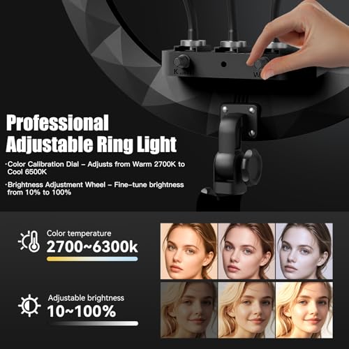 Image of Ring Light with Stand and Phone Holder, 19 inch Ring Light Tripod for iPhone, Professional LED Circle Light with 78 inch Tripod, Selfie Ringlight for Live Streaming, Makeup, Barber, Tiktok, YouTube, Black