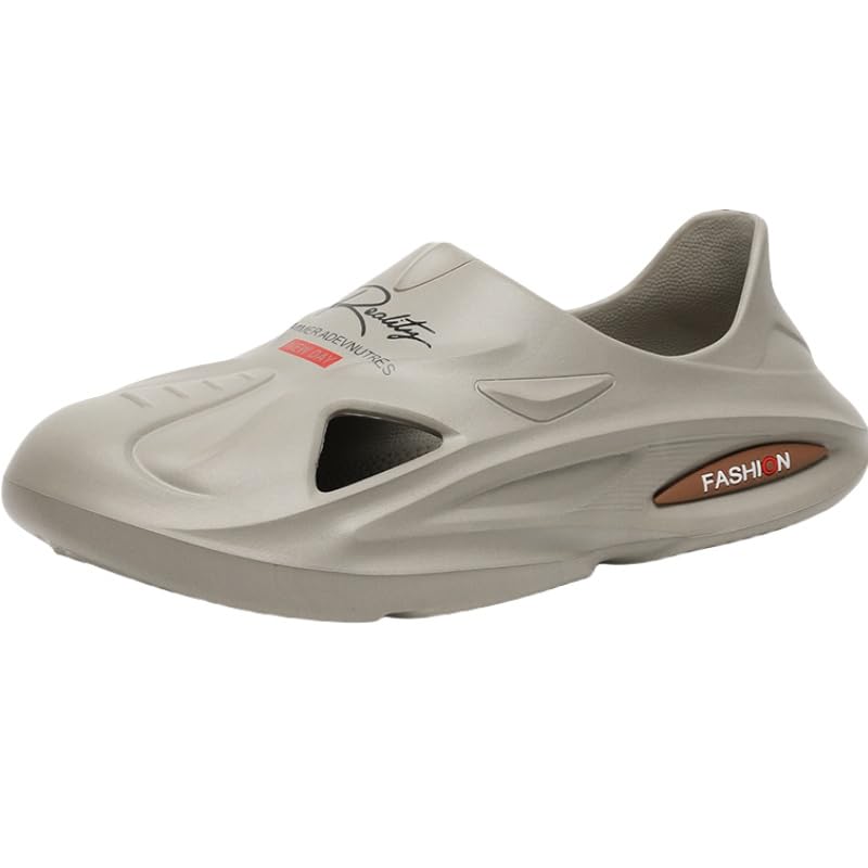 Men's Breathable Chunky Slip On Cut Out Sandals With, Casual Outdoor Walking Shoes