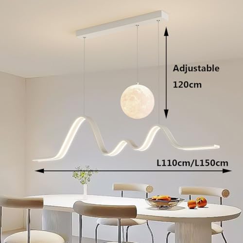 Lampe suspendue LED noire 110 cm variable avec télécommande pour cuisine - 8
