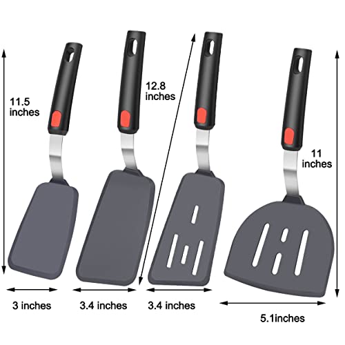 Klaqqed SILICONE SPATULA S For Nonstick Cookware, Burger Pancake Spatula Turner Large Silicone Spatulas Set thumb #5