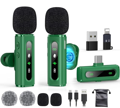 Image of USB C Wireless Lavalier Microphone for iPhone, iPad & Android Phone, Green