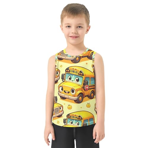 susiyo Cute Cartoon School Bus Boys Sleeveless Tank Top Girls Athletic T Shirt2