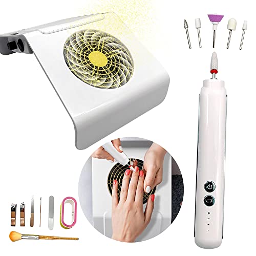 Electric Nail Drills Kit , Nail Dust Collector,Nail Drill and Dust Collector 2in1 , Foot, Hand & Nail Care Portable Kit for Home or Travel Nail Salon