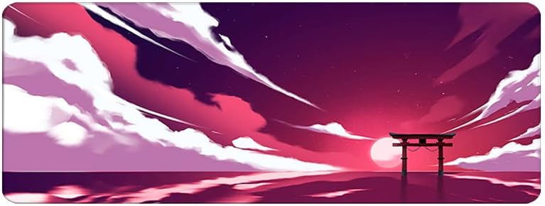 Extended Gaming Mouse Pad, Large Mouse Mat Desk Pad, Big Computer Keyboard Mousepad, 3mm Thick Long Non-Slip Rubber Base, 31.5 X 11.8 Inch (Torii Gates Sunset)