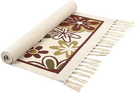 Sontronix Floral Rug (Red Green, Cotton, 1.5 X 2.5 Feet)